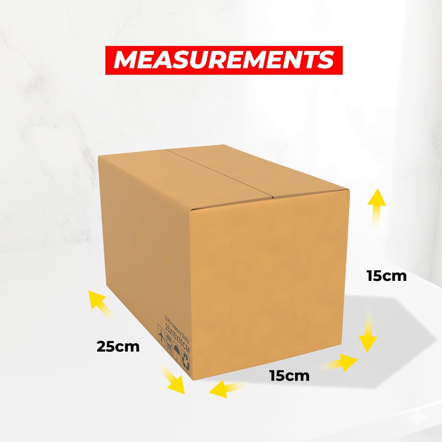 UKR Boxes 25x15x15 cm – 50 Pack Heavy Duty 5-Ply Cardboard Boxes