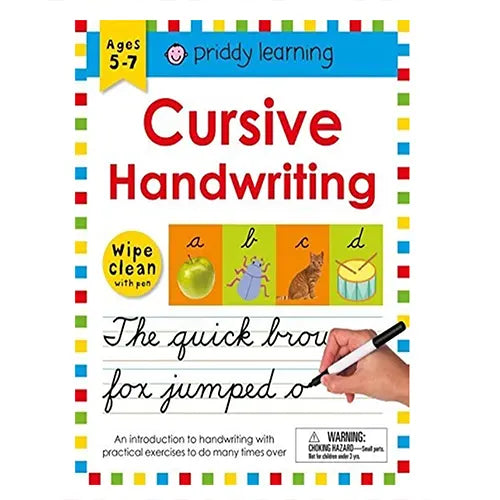cursive handwriting wipe clean workbook with pen priddy learning ages 5 7 1