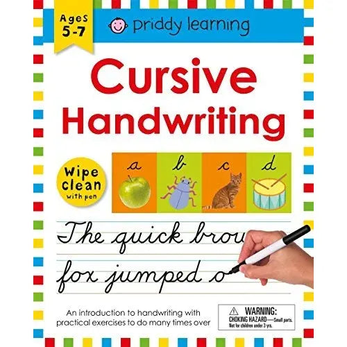 cursive handwriting wipe clean workbook with pen priddy learning ages 5 7 2