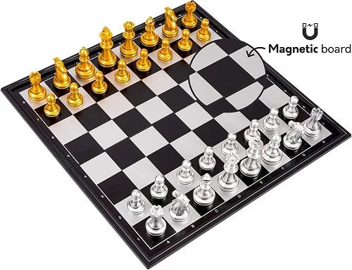 magnetic chess golden and silver pieces set 14 inch 2