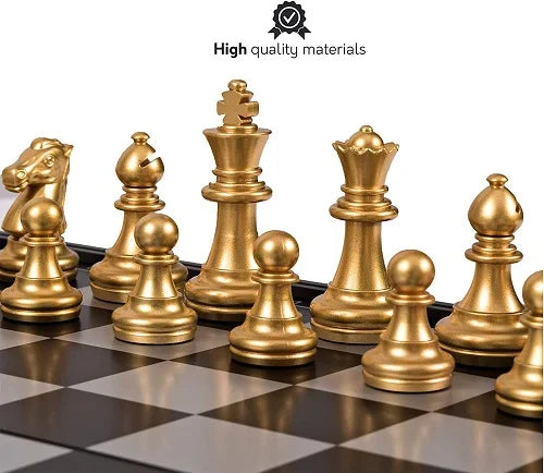 magnetic chess golden and silver pieces set 14 inch 5