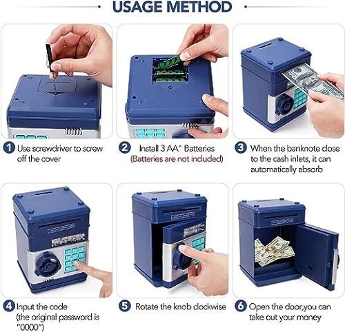 piggy bank safebox kids pretend play bank money coins 8