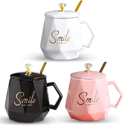 Smile Premium Mug with Spoon and Lid
