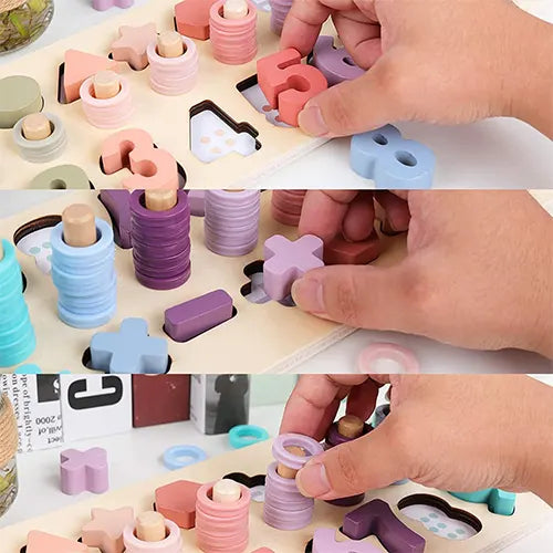 3d puzzle digits and abacus numbers wooden shapes 7