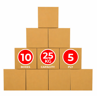 UKR Cargo Boxes 45x45x45 CM | 10 PC Heavy Duty 5-Ply Cardboard Boxes