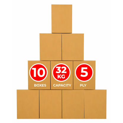 UKR Cargo Boxes 45x45x70 CM | 10 PC Heavy Duty 5-Ply Cardboard Boxes