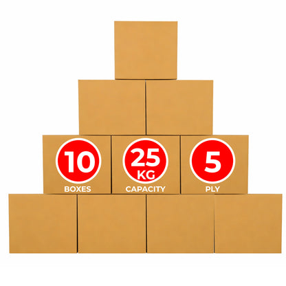 UKR 5 ply Cardboard Boxes 46x36x31cm | 10 Pcs Heavy Duty Double Wall Boxes