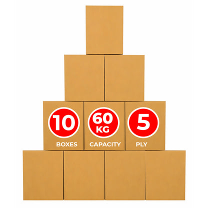UKR Cargo Boxes 60x60x80 CM | 10 PC Heavy Duty 5-Ply Cardboard Boxes