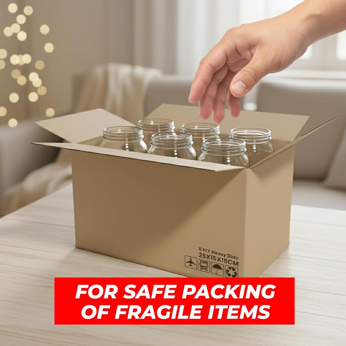 UKR Boxes 25x15x15 cm – 25 Pack Heavy Duty 5-Ply Cardboard Boxes