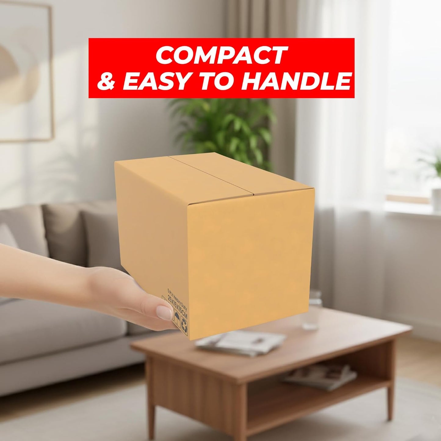 UKR Boxes 25x15x15 cm – 10 Pack Heavy Duty 5-Ply Cardboard Boxes