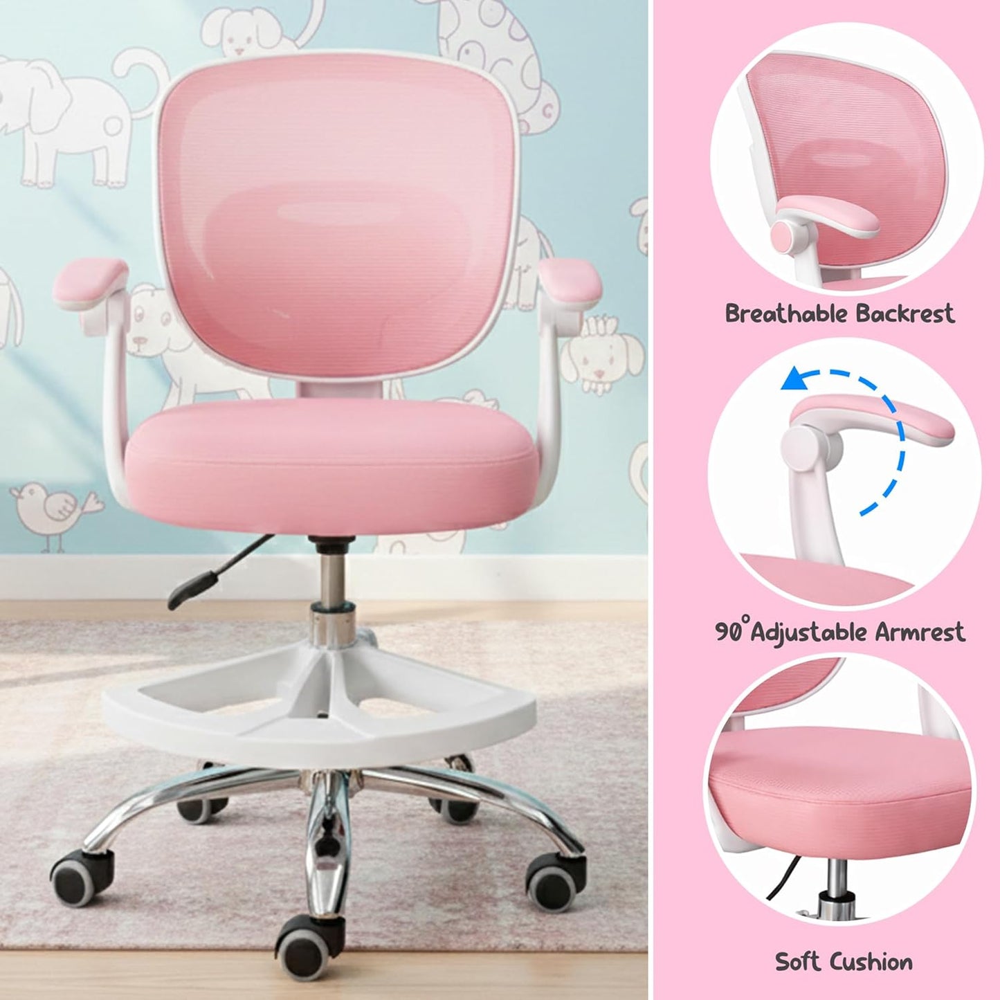 Kids Desk Chair with Armrests