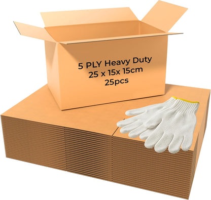 UKR Boxes 25x15x15 cm – 25 Pack Heavy Duty 5-Ply Cardboard Boxes