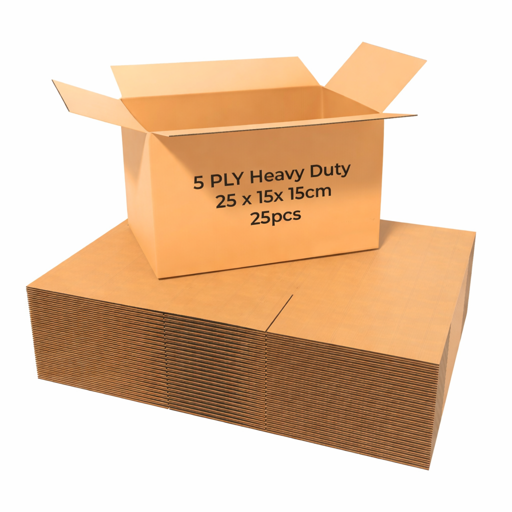 UKR Boxes 25x15x15 cm – 25 Pack Heavy Duty 5-Ply Cardboard Boxes