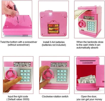 piggy bank safebox kids pretend play bank money coins 9